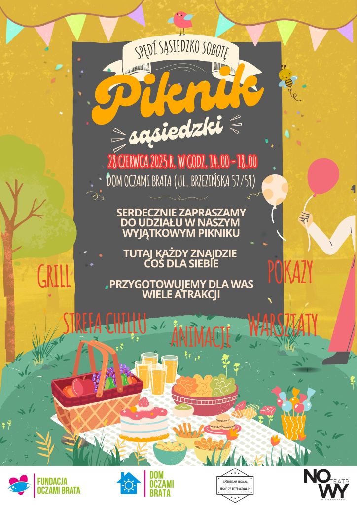 Plakat informacyjny o pikniku w Fundacji Oczami Brata